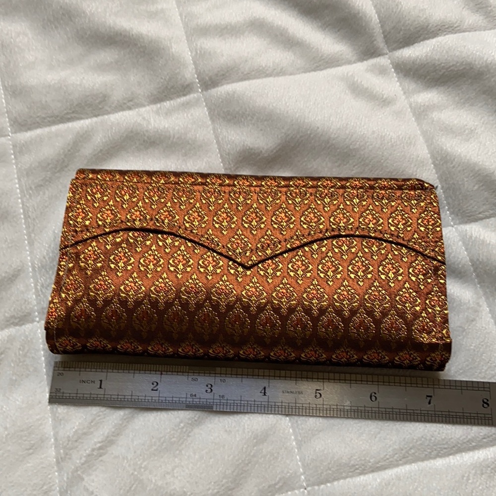 NWOT Floral Silk Gold Wallet